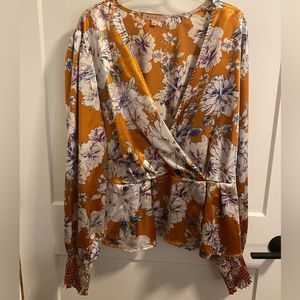 Long sleeve, floral orange top